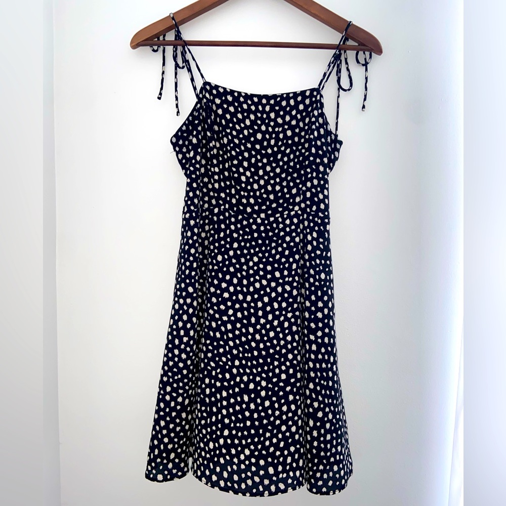black white polka-dotted mini dress